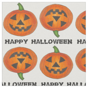 Happy Halloween Jack o' Lantern Carved Pumpkin Stoff