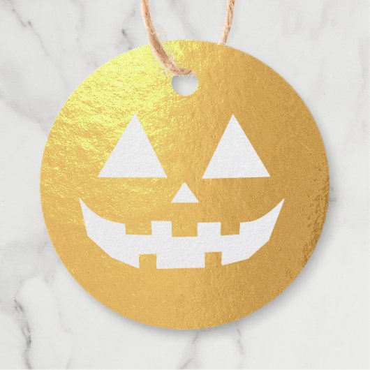 Happy Halloween Jack-o'-Lantern Face 3-Neon Orange Geschenkanhänger (Vorderseite)