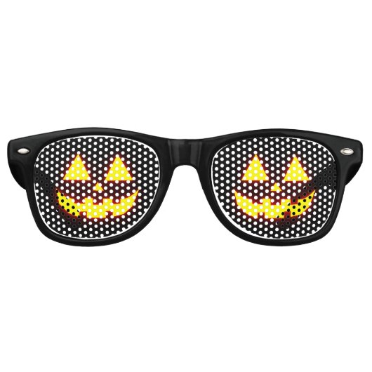 Happy Halloween Jack-o'-Lantern Face 3-Neon Orange Partybrille (Vorderseite)