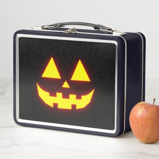 Happy Halloween Jack-o'-Lantern Gesicht 3 Neon Ora Metall Brotdose (Beispiel)