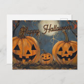 Happy Halloween Jack O' Lantern Glow Postkarte (Vorne/Hinten)