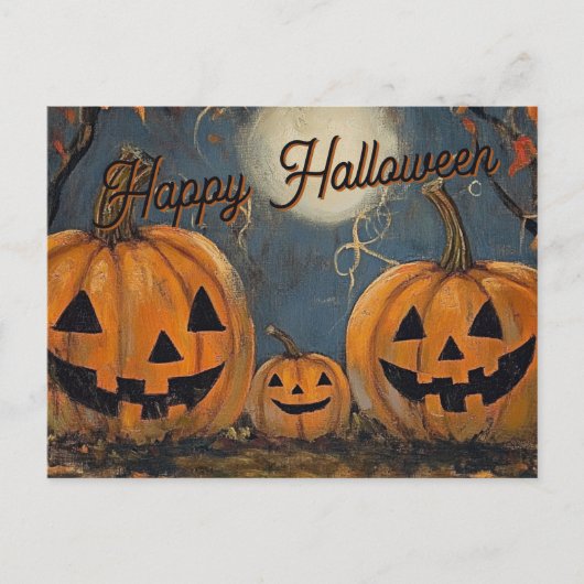 Happy Halloween Jack O' Lantern Glow Postkarte (Vorderseite)