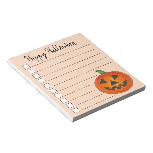 Happy Halloween Jack o' Lantern Orange Pumpkin Notizblock (angewinkelt)