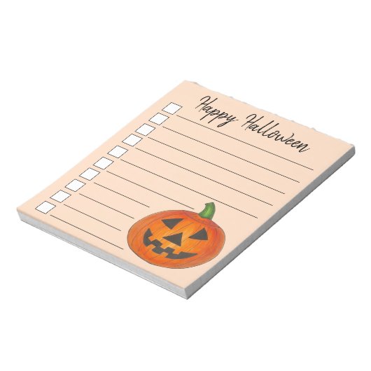 Happy Halloween Jack o' Lantern Orange Pumpkin Notizblock (Rotiert)