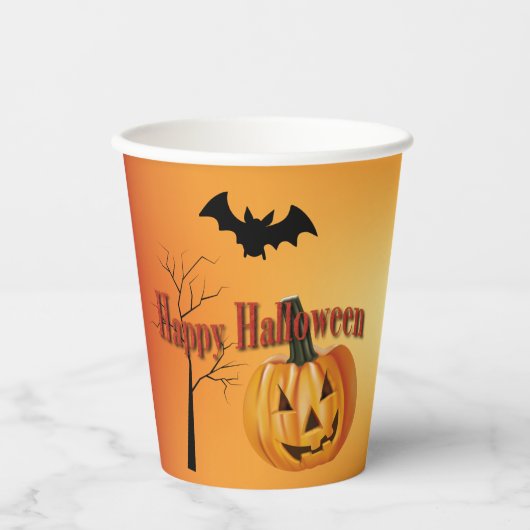 Happy Halloween Jack O' Lantern Pappbecher (Vorderseite)