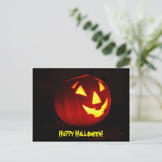Happy Halloween Jack o' Lantern Postcard Postkarte (Stehend Vorderseite)