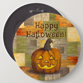 Happy Halloween Jack O' Lantern Pumpkin Button (Vorne & Hinten)