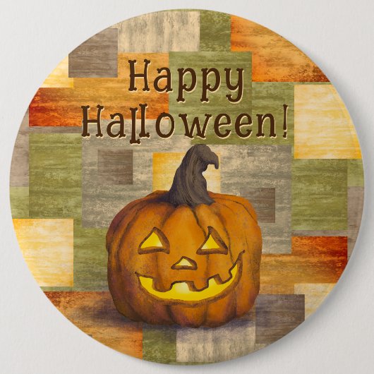 Happy Halloween Jack O' Lantern Pumpkin Button (Vorderseite)