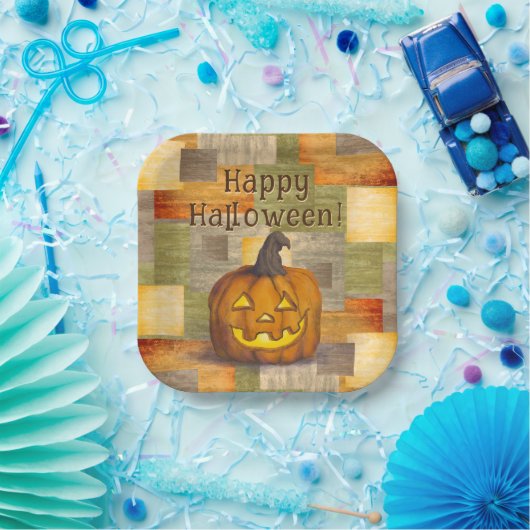 Happy Halloween Jack O' Lantern Pumpkin Pappteller (Party)