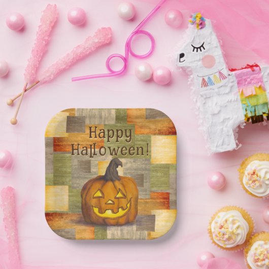 Happy Halloween Jack O' Lantern Pumpkin Pappteller (Party)