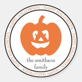 Happy Halloween Jack-O-Lantern (schwarz / orange) Runder Aufkleber