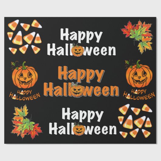 Happy Halloween Jack-o-Laternen Candy Corn Geschenkpapier (Flach)