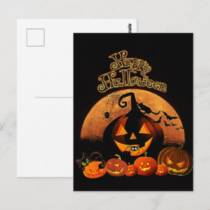 Happy Halloween Jack-o-Laternen Halloween Postkarte