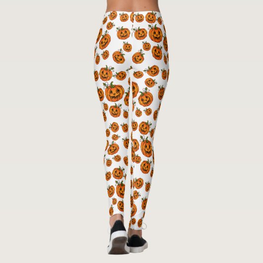 Happy Halloween Jack-o-Laternen Kürbis Leggings (Rückseite)