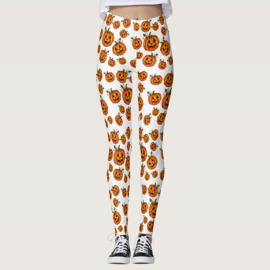 Happy Halloween Jack-o-Laternen Kürbis Leggings (Vorderseite)