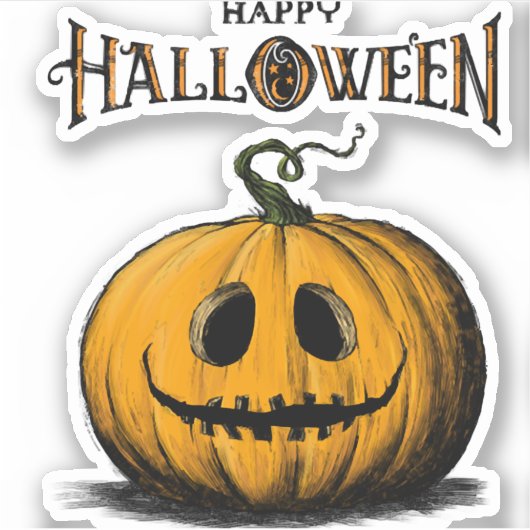 Happy Halloween Jack O'Lantern Adult Orange Tshirt Aufkleber (Vorderseite)