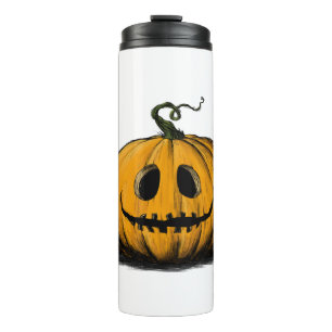 Happy Halloween Jack O'Lantern Adult Orange Tshirt Thermosbecher