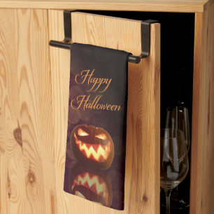 Happy Halloween Jack O'Lantern Black und Orange Geschirrtuch