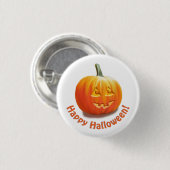 Happy Halloween Jack o'Lantern Button (Vorne & Hinten)