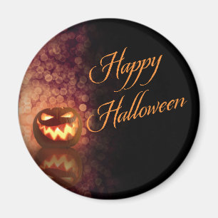 Happy Halloween Jack O'Lantern Orange Bokeh Magnet