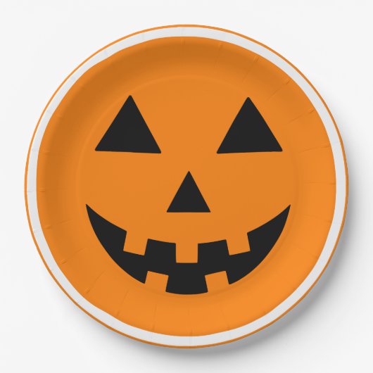 Happy Halloween Jack'o Lantern Pumpkin Face Pappteller (Vorderseite)