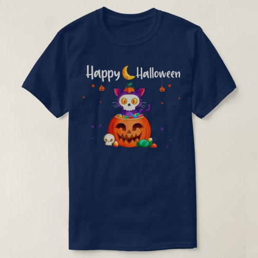 Happy Halloween JackOLantern Pumpkin Cat Funny Hal T-Shirt (Design vorne)