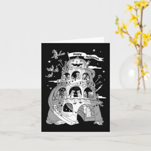 Happy Halloween Karte (Gelbe Blume)
