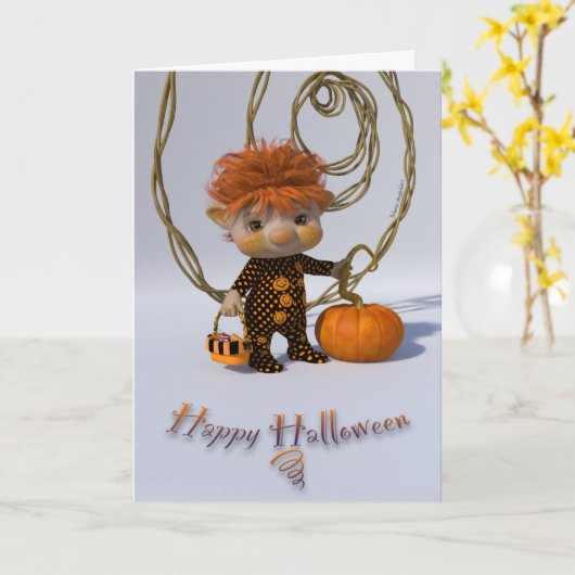 Happy Halloween Karte (Gelbe Blume)