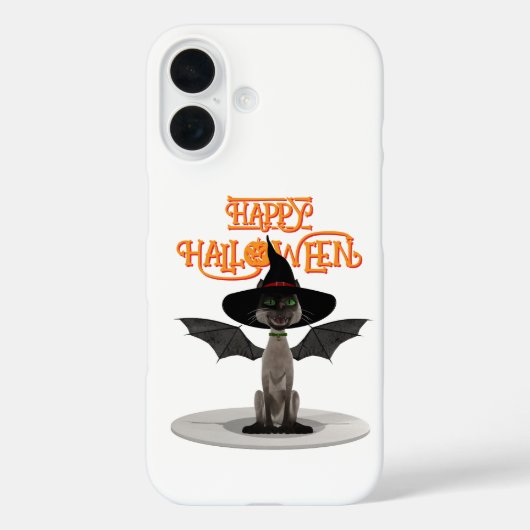 Happy Halloween. Katze mit Flügeln und Hexenhut Case-Mate iPhone Hülle (Rückseite)
