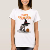 Happy Halloween. Katze mit Hexenhut T-Shirt (Vorderseite)