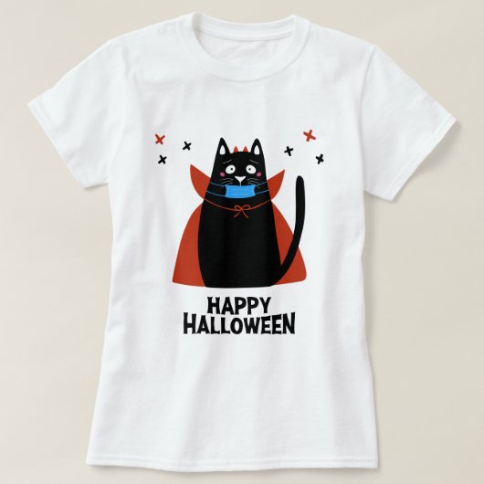 Happy Halloween | Katze mit Maske T-Shirt (Design vorne)