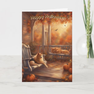 Happy Halloween Katze und Hund auf der Vorderterra Karte