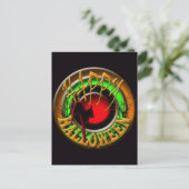 Happy Halloween Katze und Mond POSTCARD Postkarte (Stehend Vorderseite)