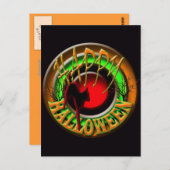 Happy Halloween Katze und Mond POSTCARD Postkarte (Vorne/Hinten)