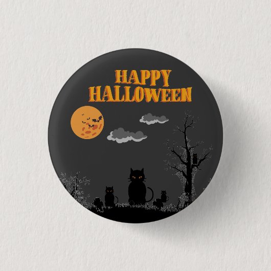 Happy Halloween - Katzen Button (Vorderseite)