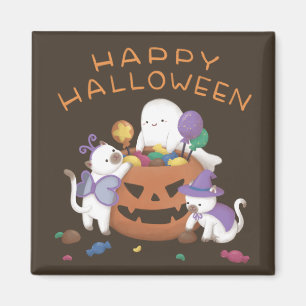 Happy Halloween: Katzen & Geist Magnet