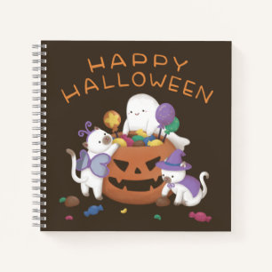 Happy Halloween: Katzen & Geist Notizblock