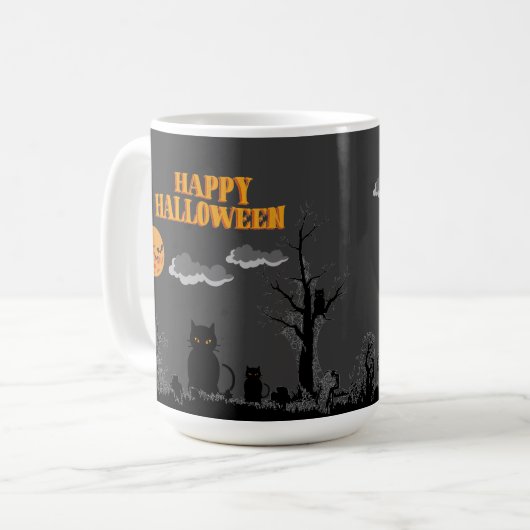 Happy Halloween - Katzen Kaffeetasse (Vorderseite Links)