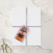 Happy Halloween Kawaii Black Cat in A Pumpkin Geschenkanhänger (Mit Garn)