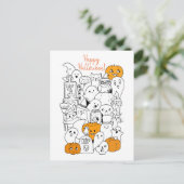 Happy Halloween Kawaii Doodle Postkarte (Stehend Vorderseite)