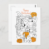 Happy Halloween Kawaii Doodle Postkarte (Vorne/Hinten)