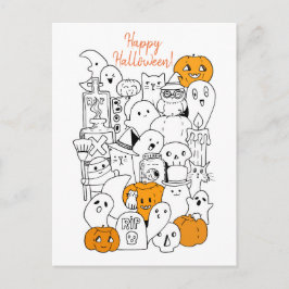 Happy Halloween Kawaii Doodle Postkarte