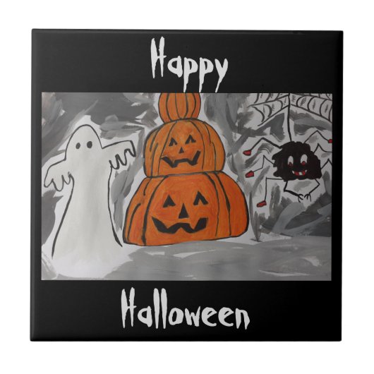 Happy Halloween Keramik Tile Fliese (Vorderseite)