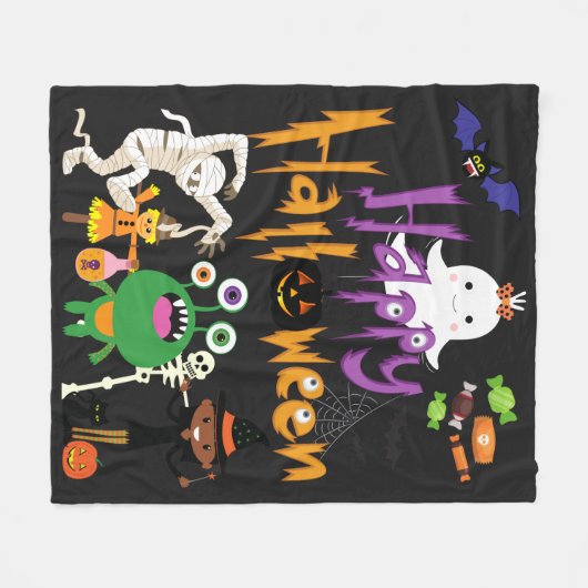 Happy Halloween Kids Niedlich und Spooky Fleecedecke (Vorderseite (Horizontal))