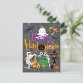 Happy Halloween Kids Niedlich und Spooky Postkarte (Stehend Vorderseite)