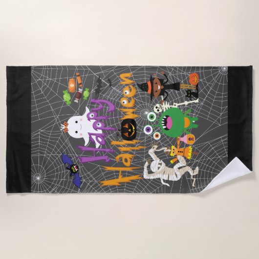 Happy Halloween Kids Niedlich und Spooky Strandtuch (Vorderseite)