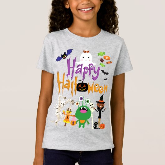 Happy Halloween Kids Niedlich und Spooky T-Shirt (Vorderseite)