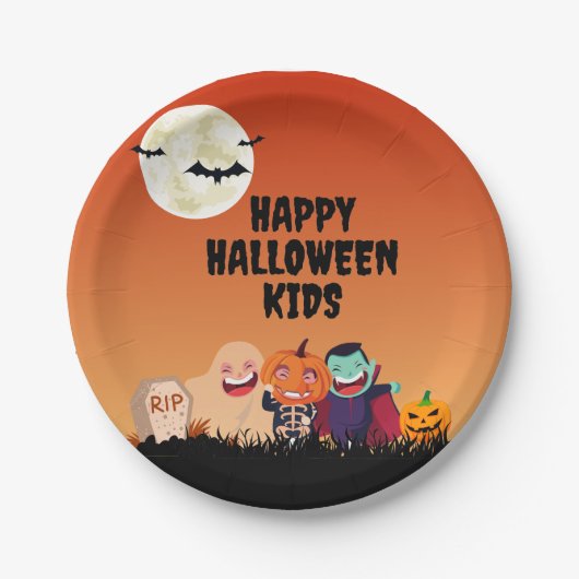 Happy Halloween Kids Pappteller (Vorderseite)