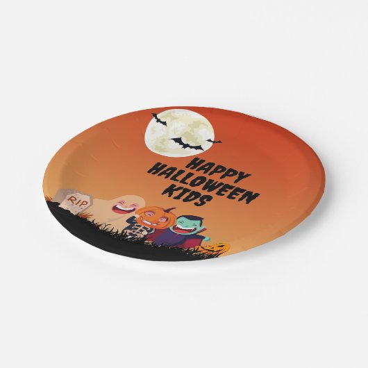 Happy Halloween Kids Pappteller (Schrägansicht)