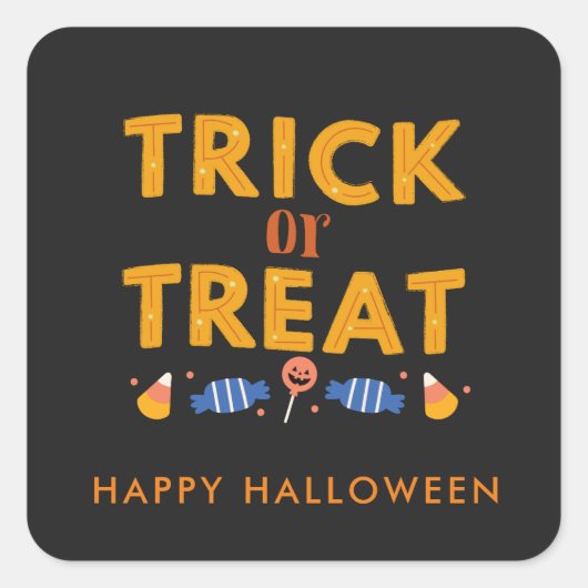 Happy Halloween Kids Trick oder Treat Candy Quadratischer Aufkleber (Vorderseite)